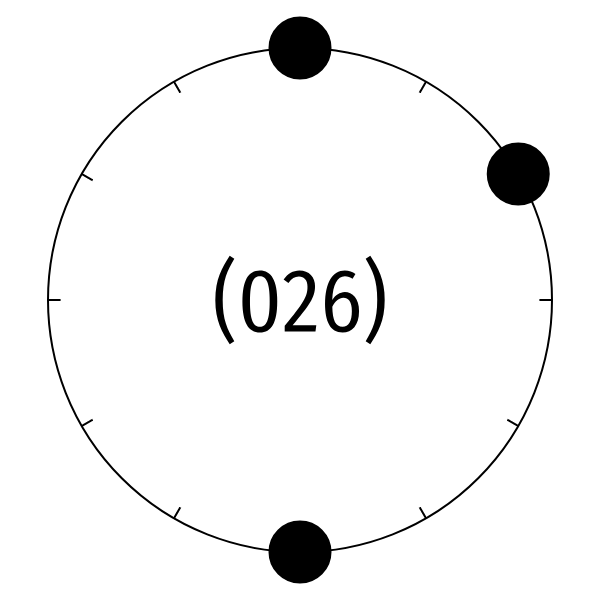 animation of black and white clock with three big black dots flipping around like a coin, then flipping back